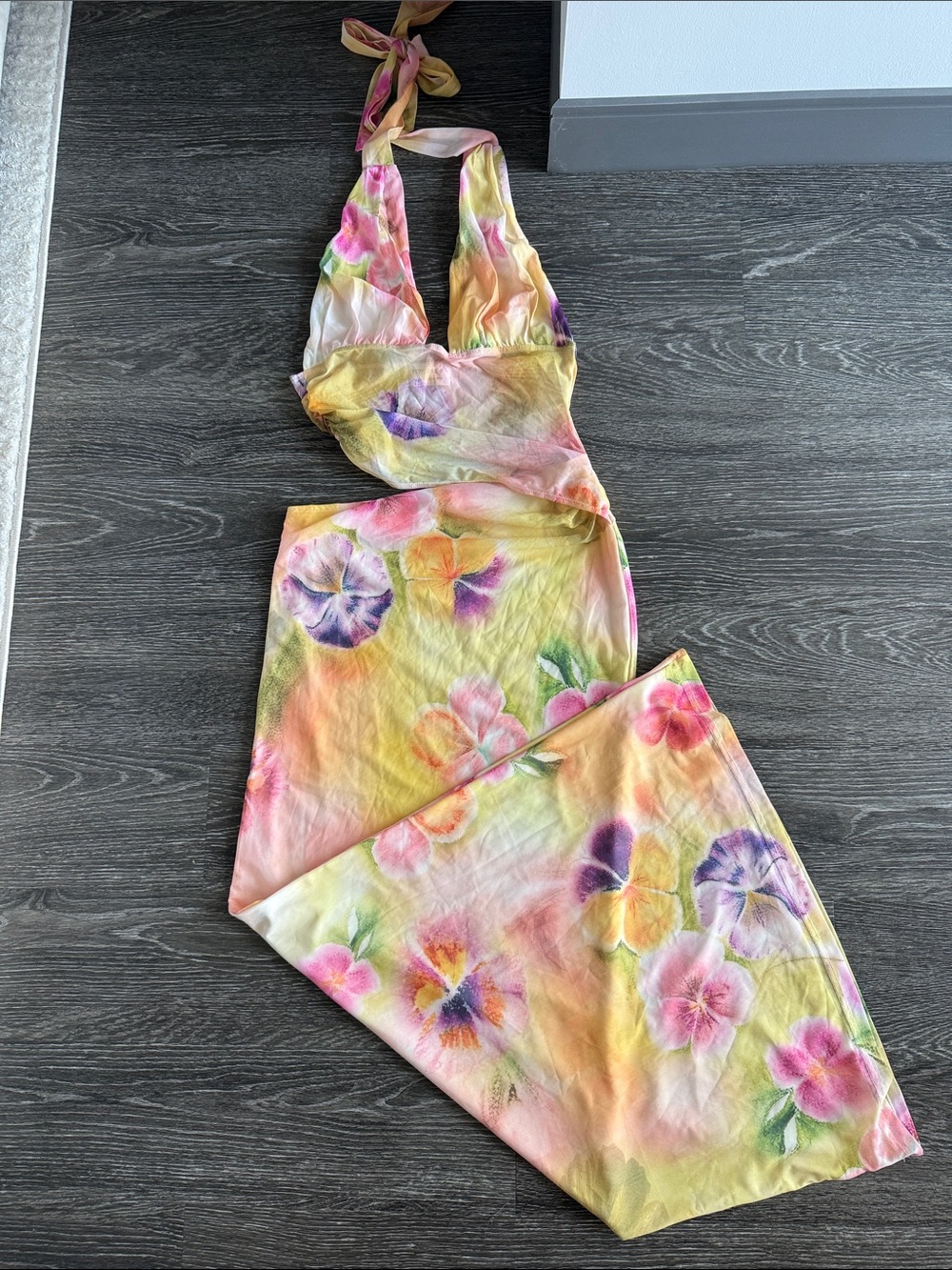 Peppermayo Yellow Pink Floral Maxi Dress